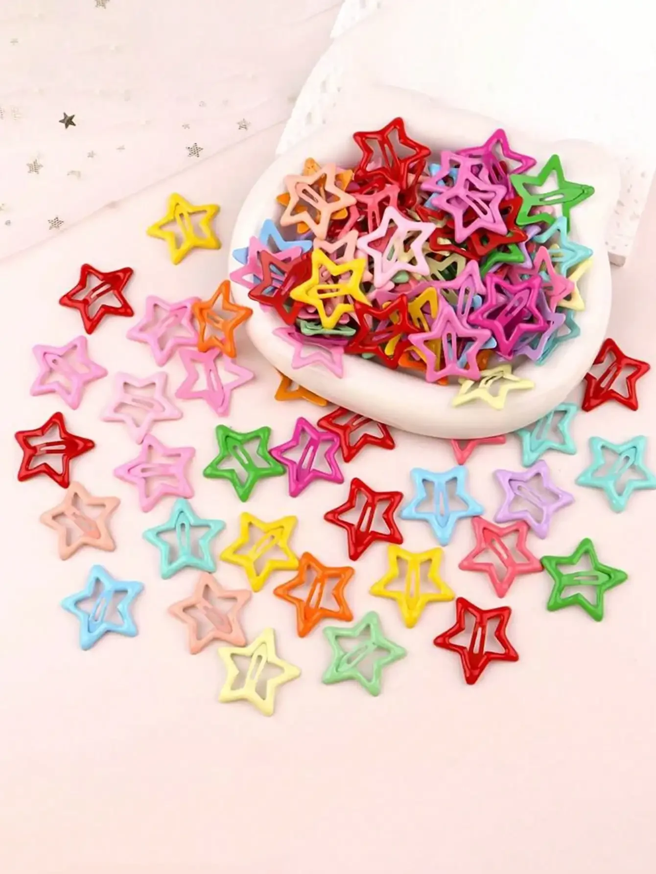 

20pcs/Pack Colorful Star Shape Hair Clips, Cute Hair Accessories For Baby & Kids