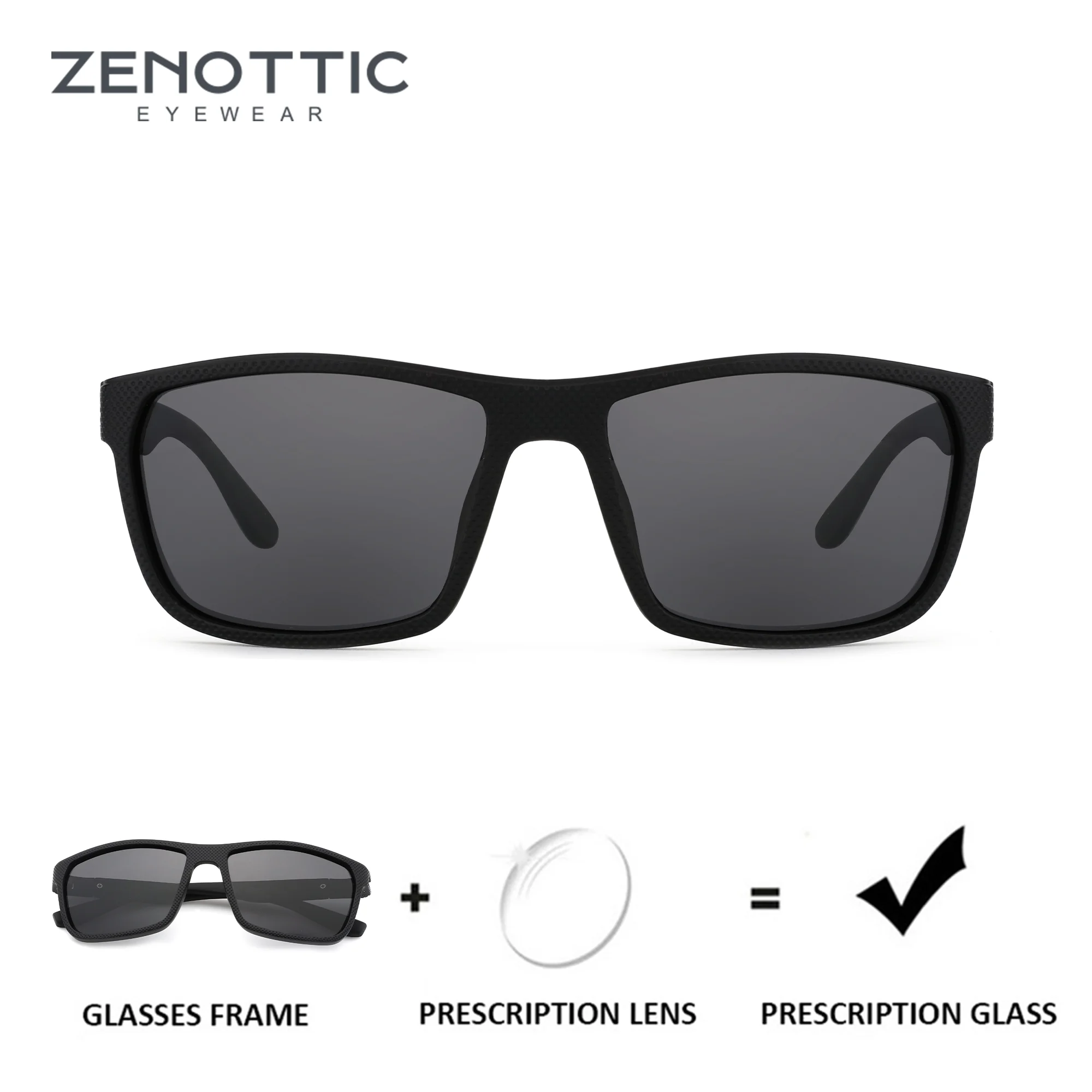 

ZENOTTIC（M Size）Sport TR90 Polarized Sunglasses Prescription For Men Square UV400 Protection Optical Sun Glasses