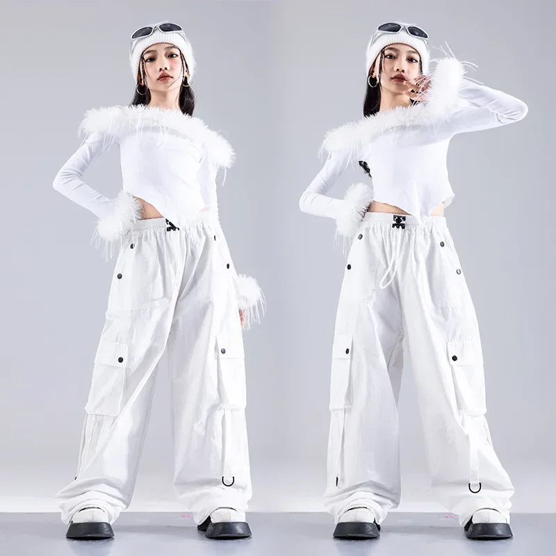 Ensemble Hip Hop pour filles, haut court, pantalon Cargo, jupes de danse Jazz élégantes K-pop pour enfants, Costume Streetwear