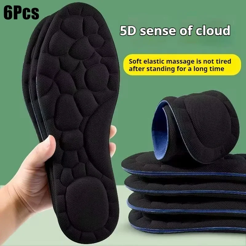 

3Pair 5D Memory Foam Shoe Insoles for Men Outdoor Running Sports Shock Absorbing Deodorizing Comfortable Foot Pads for Shoes