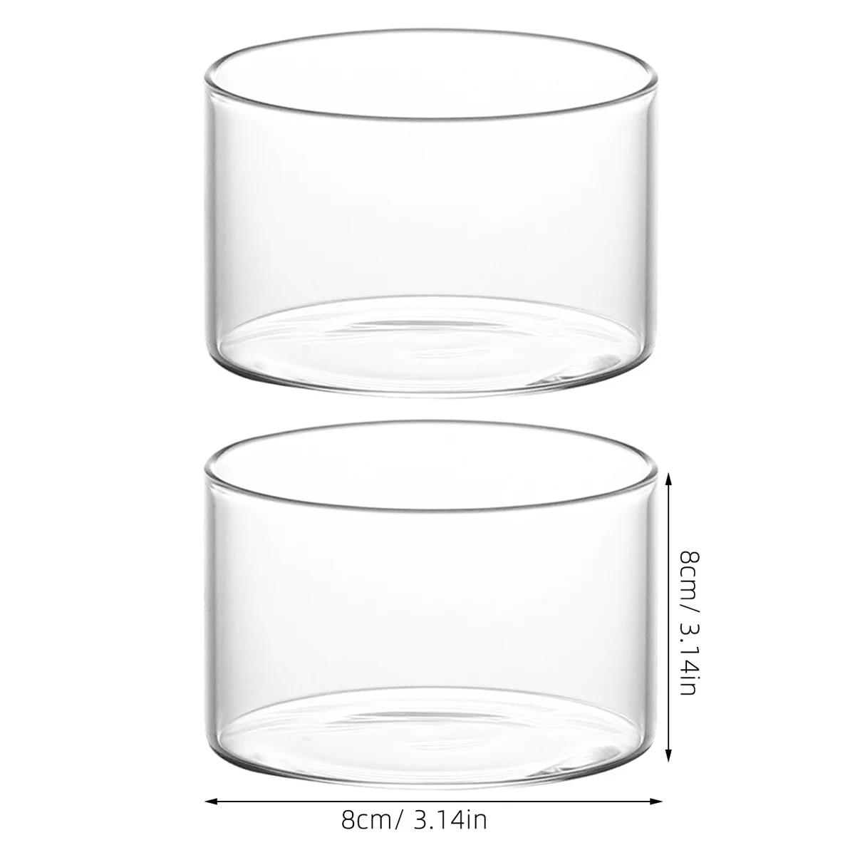 2Pcs Pudding Cups Transparent Glass Multi-Function Dessert Cups for Home Party Wedding Ice Cream Yogurt Household Supply