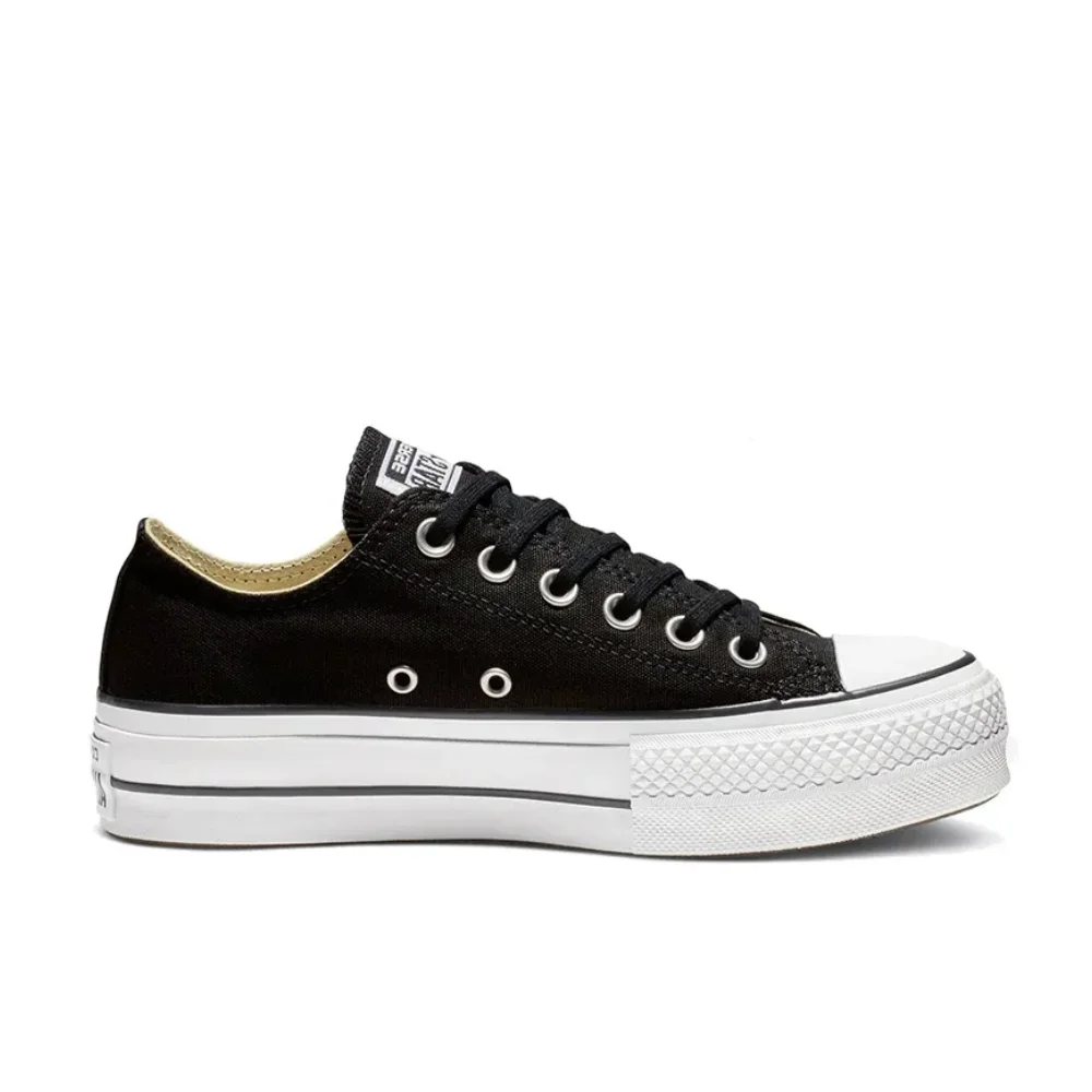 Converse All Star Lift muffin bottom non-slip lightweight low-top canvas shoes women's black and white