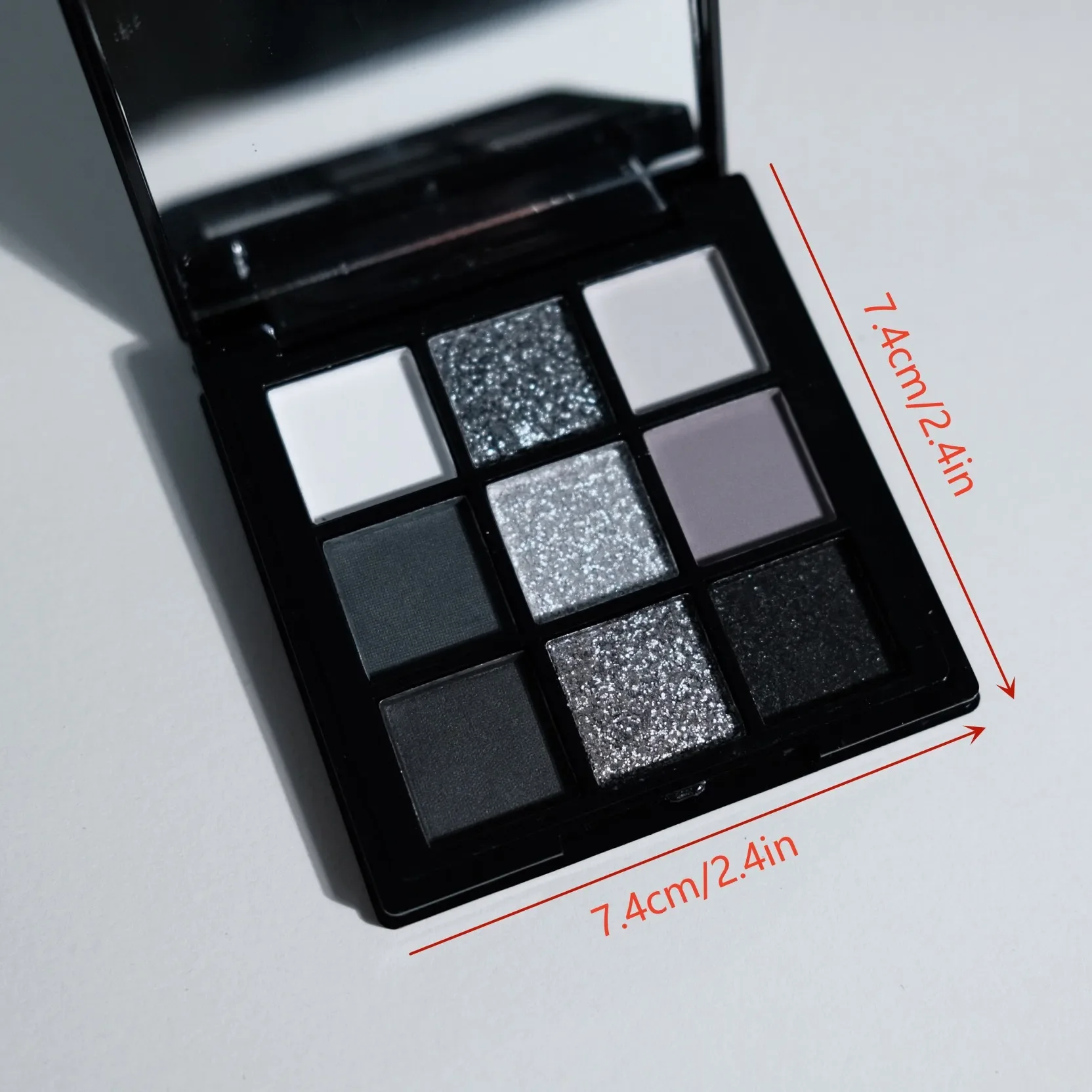 9 Colors Eye Shadow Palette Dark Black Grey Silvery Color Shimmer Matte Finish Smokey Style Stage Party Performance Makeup