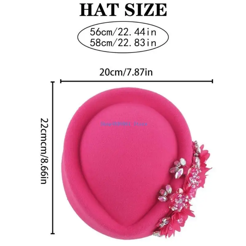 T3LC أنيقة زهرة مضيفة قبعة الصوف الكنيسة الفاسناتور قبعة لسباق الخيل زي حفلة قبعة بيريه للمناسبة الرسمية #6