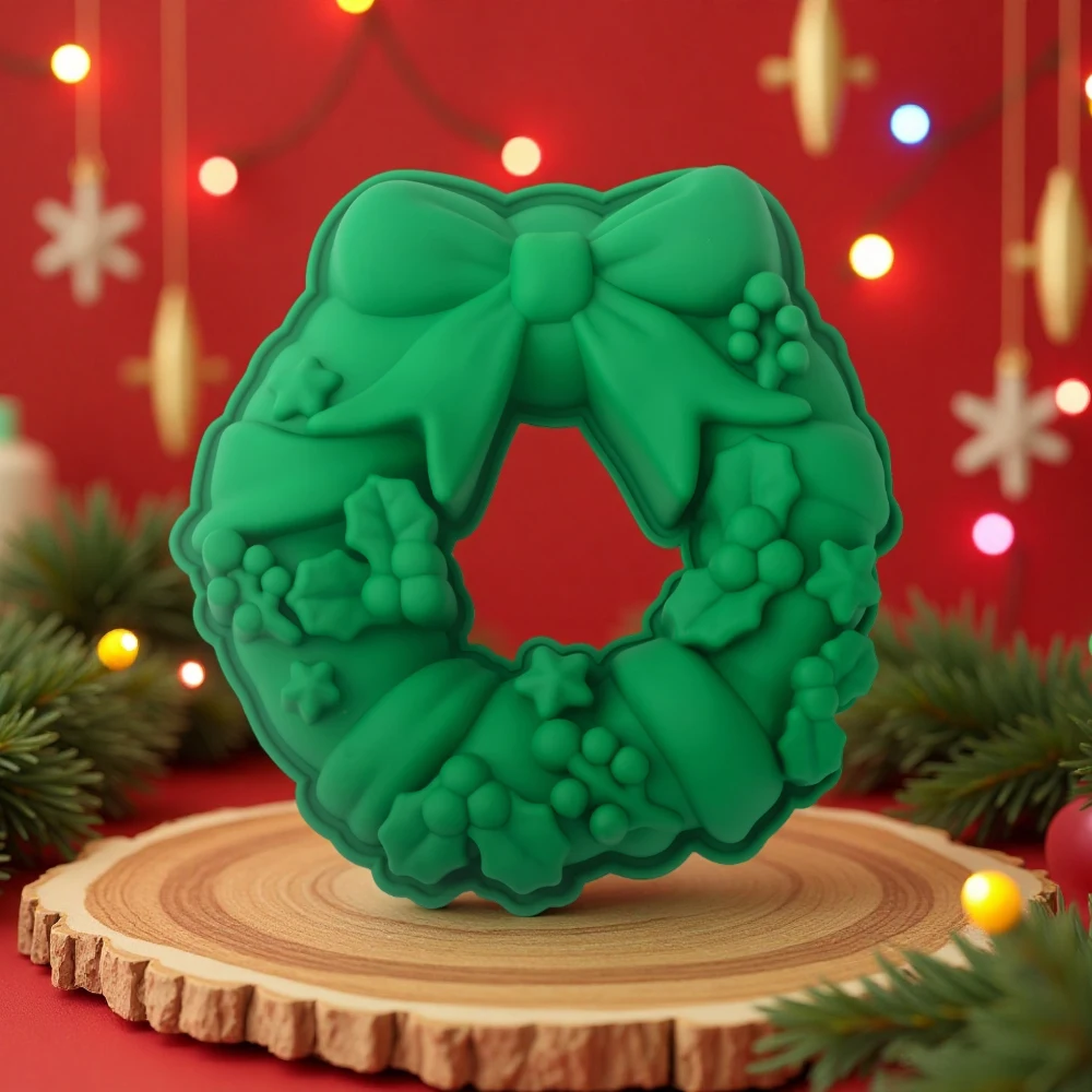 Einzelne Weihnachtskranz Mousse Kuchen Silikonform Schleife Kranz Schokolade Keksform Weihnachten Dessert Backform
