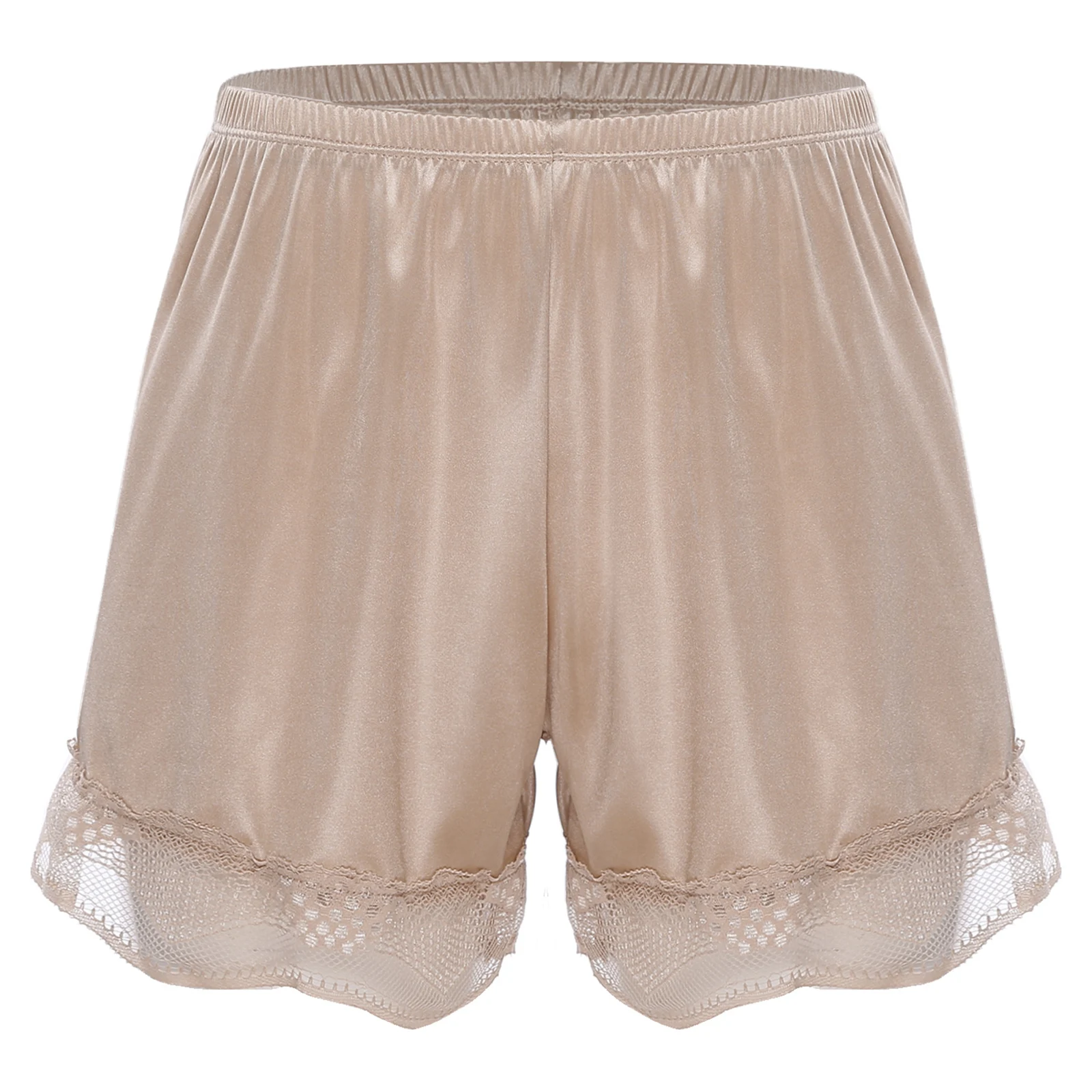 

Womens Lace Trim Satiny Safety Shorts Pajamas Elastic Waistband Soft Loose Slip Shorts Pants Jk Skirt Pettipants Sleepwear