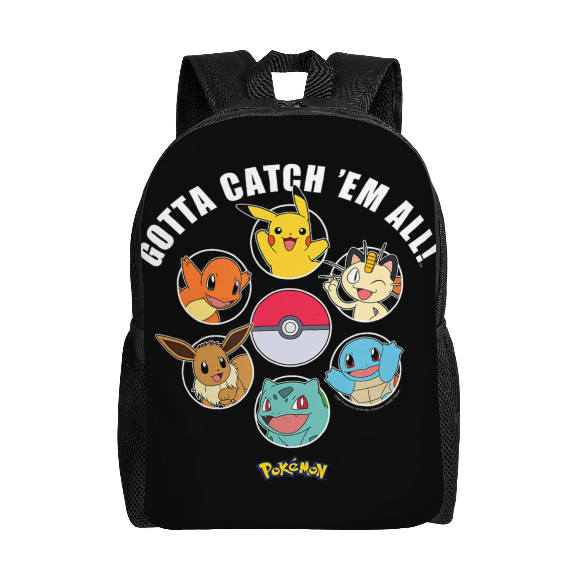 Back to school season Zipper Closure Gotta Catch Em All Group Knapsack Pokemon Girl Boy Backpack