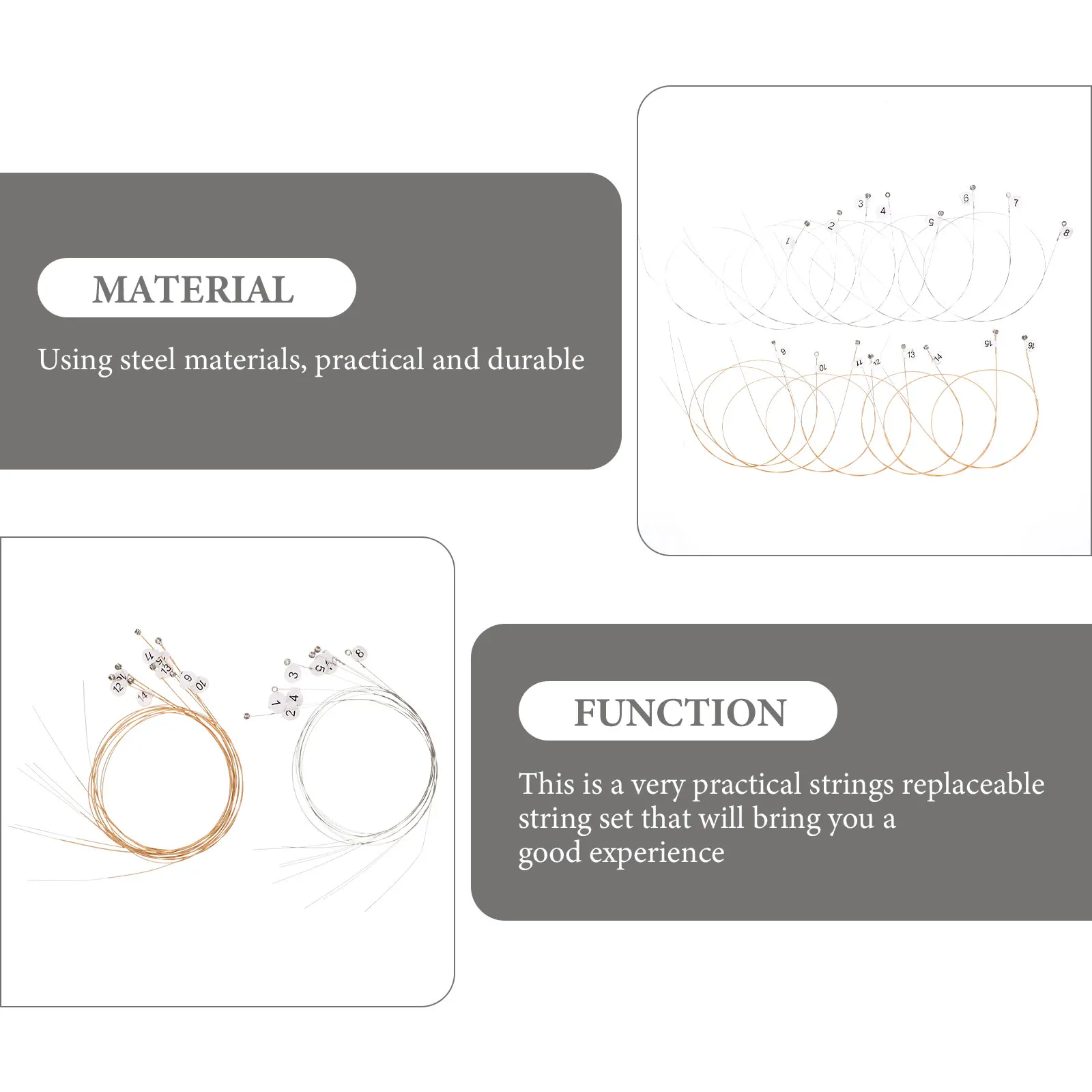 

16 Pcs Lyre Laiya Strings Harp Part Instrument Accessory Parts Guitar Accessories