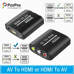 HD 720P/1080P AV RCA to HDMI-compatible Adapter HDMI-compatible To AV RCA CVSB L/R Video Scaler Converter Box Support NTSC PAL