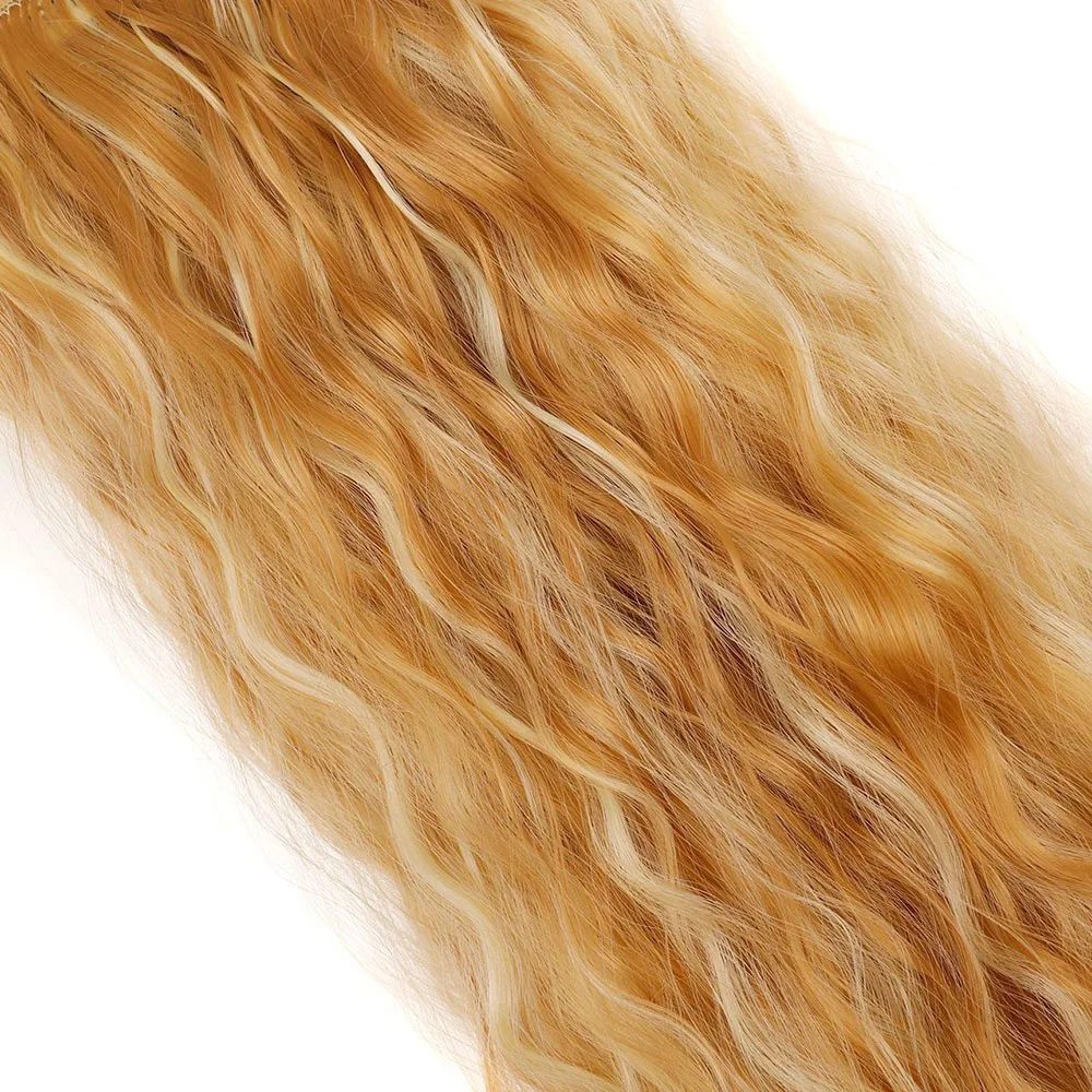 Synthetic Hair 6PCS Clip in Synthetic Hair Extensions Brown Blonde Color Mermaid Waves Hair Pieces for Women