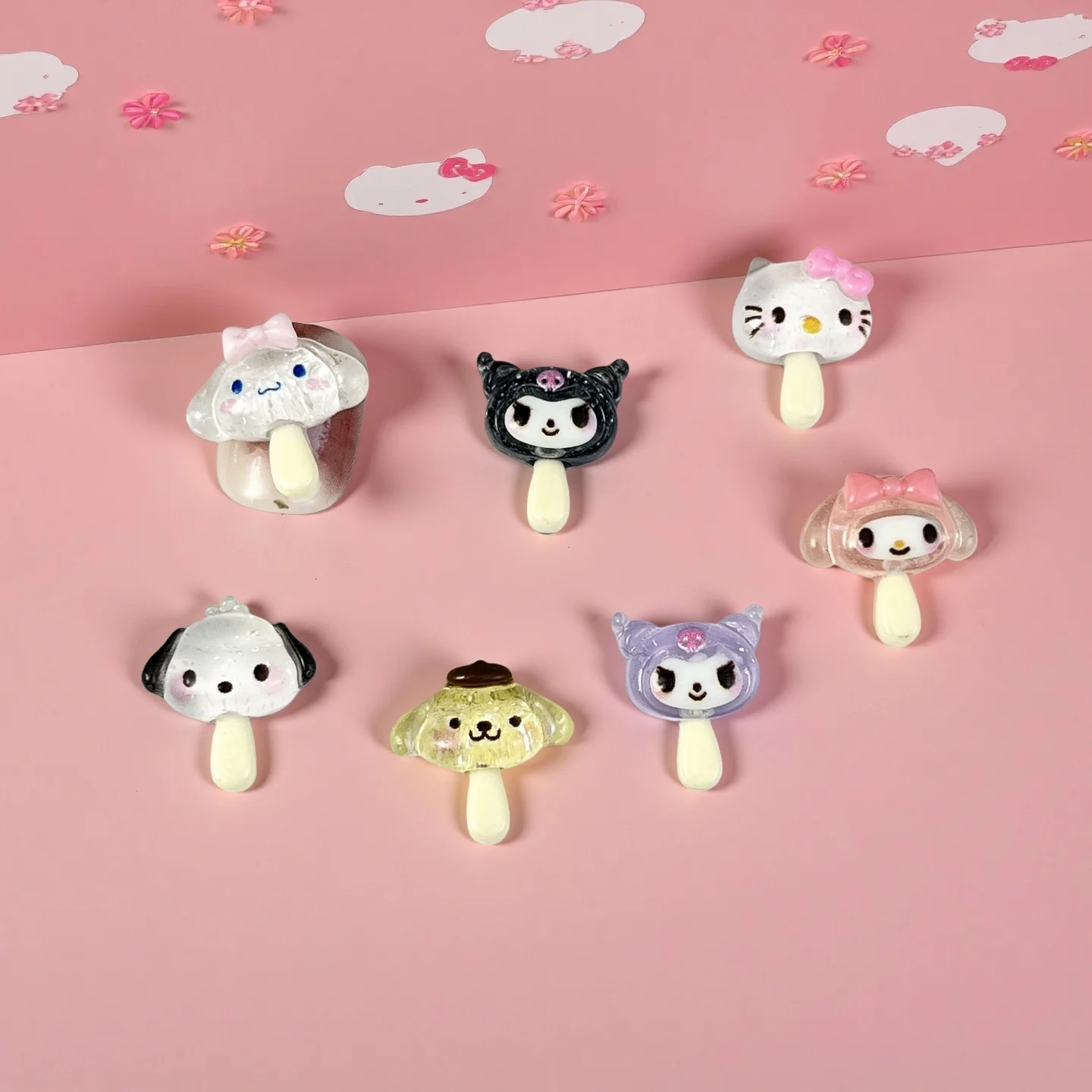 

50Pcs/Pack Popsicle Nail Charms - Glitter My Melody & Hello Kitty Resin Nail Art, Cute Summer Nail Decor for DIY Manicures