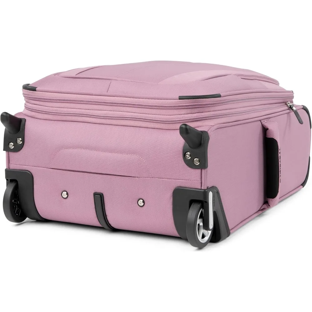 Erweiterbares, weiches, aufrechtes Handgepäck mit 2 Rädern, leichter Koffer für Damen und Herren, Orchideenrosa-Lila