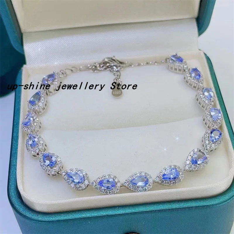 

New 925 Silver Inlaid 100% Natural Tanzanite Bracelet, Seiko Crafted, Luxurious and Beautiful, Gift for Mom, Customizable