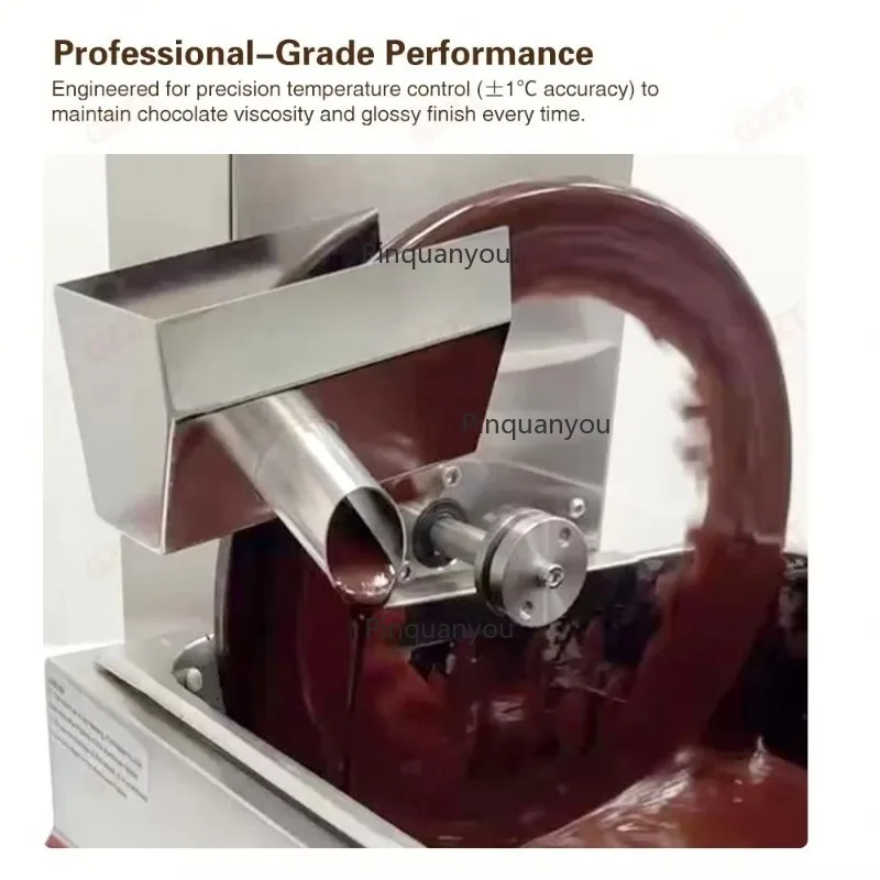 Small Continuous Working Chocolate Melting Tempering Machine 8 KG 12 KG Capacity Smooth Chocolate Syrup Making Equipment