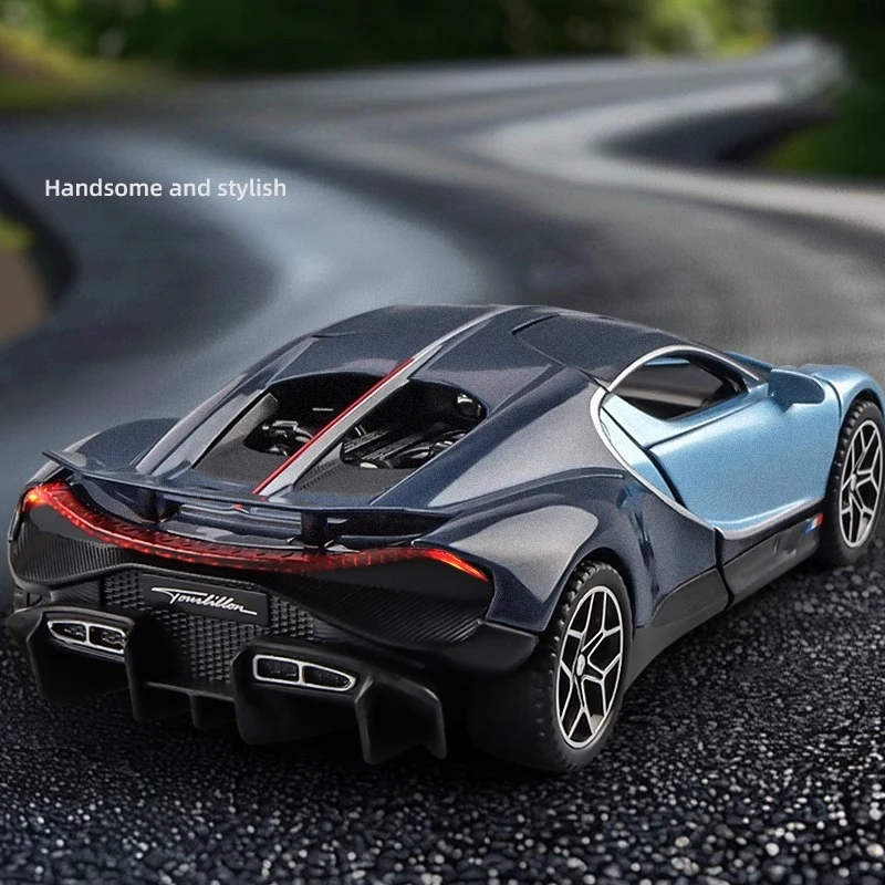 1:32 Bugatti Tourbillon supercoche simulación Diecast Metal aleación modelo coche sonido luz tirar hacia atrás colección niños juguetes regalos