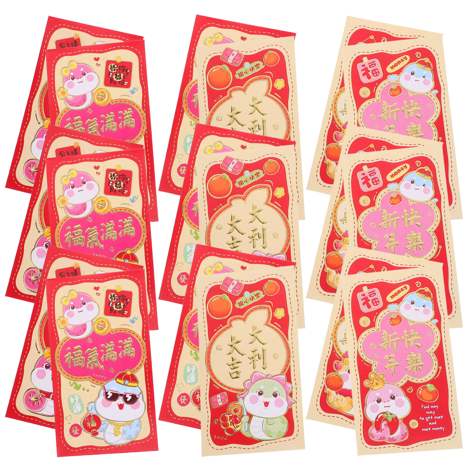 

30pcs Red Envelopes Multi-Functional Money Pouches 2025 New Year Spring Festival Traditional Paper Envelope For Wedding Gift