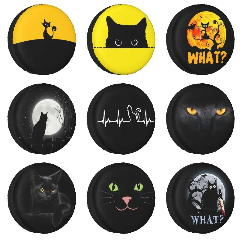 Black Cat Hill Spare Tire Cover for Jeep Grand Cherokee Cartoon Kitten 4WD 4x4 SUV Car Wheel Protectors 14\