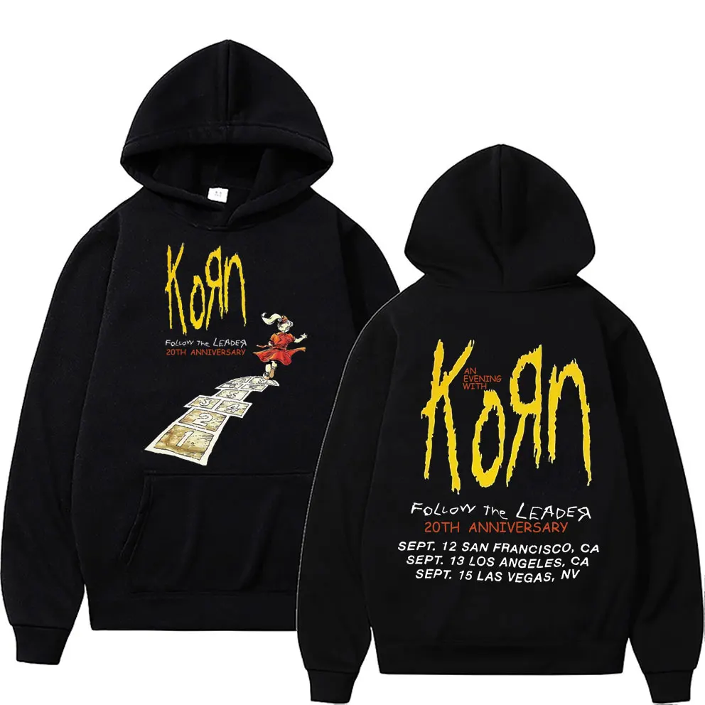 

Classic Rock Band Korn Follow The Leader 20Th Anniversary Hoodie Men's Casual Vintage Oversized Sweatshirt Male Fleece Hoodies