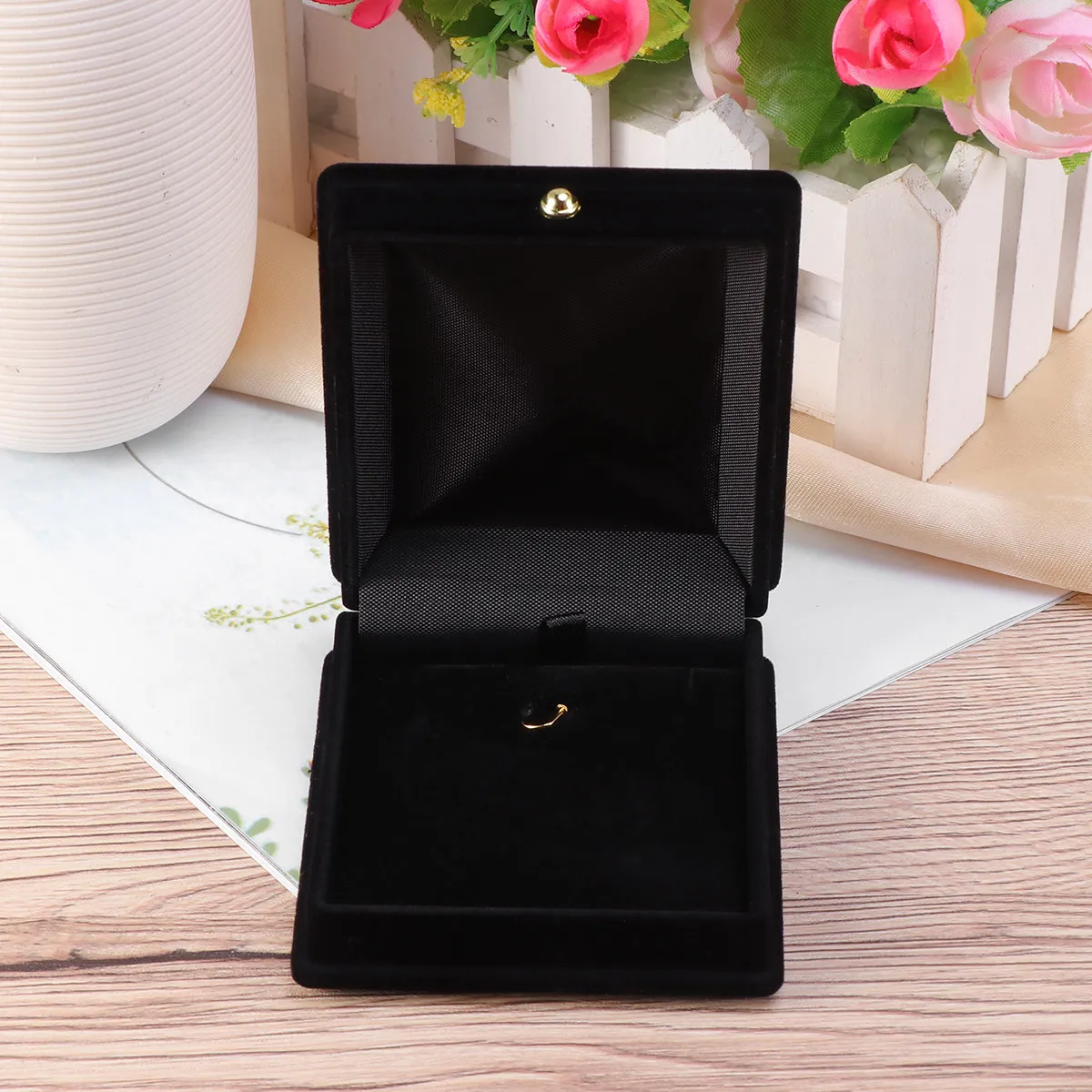 

Black Flocking Jewelry Gift Box Multi-Compartment for Necklace Bracelet Watch Ring Earring Storage Decorative Dressing Table