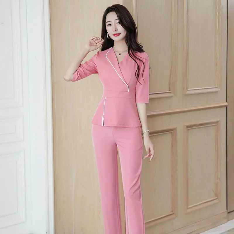 New Beauty Salon Dresses  Beautician Work Clothes for Women Spa Masseuse Overalls Nail Technician Esthetic Uniforms Pants Suit