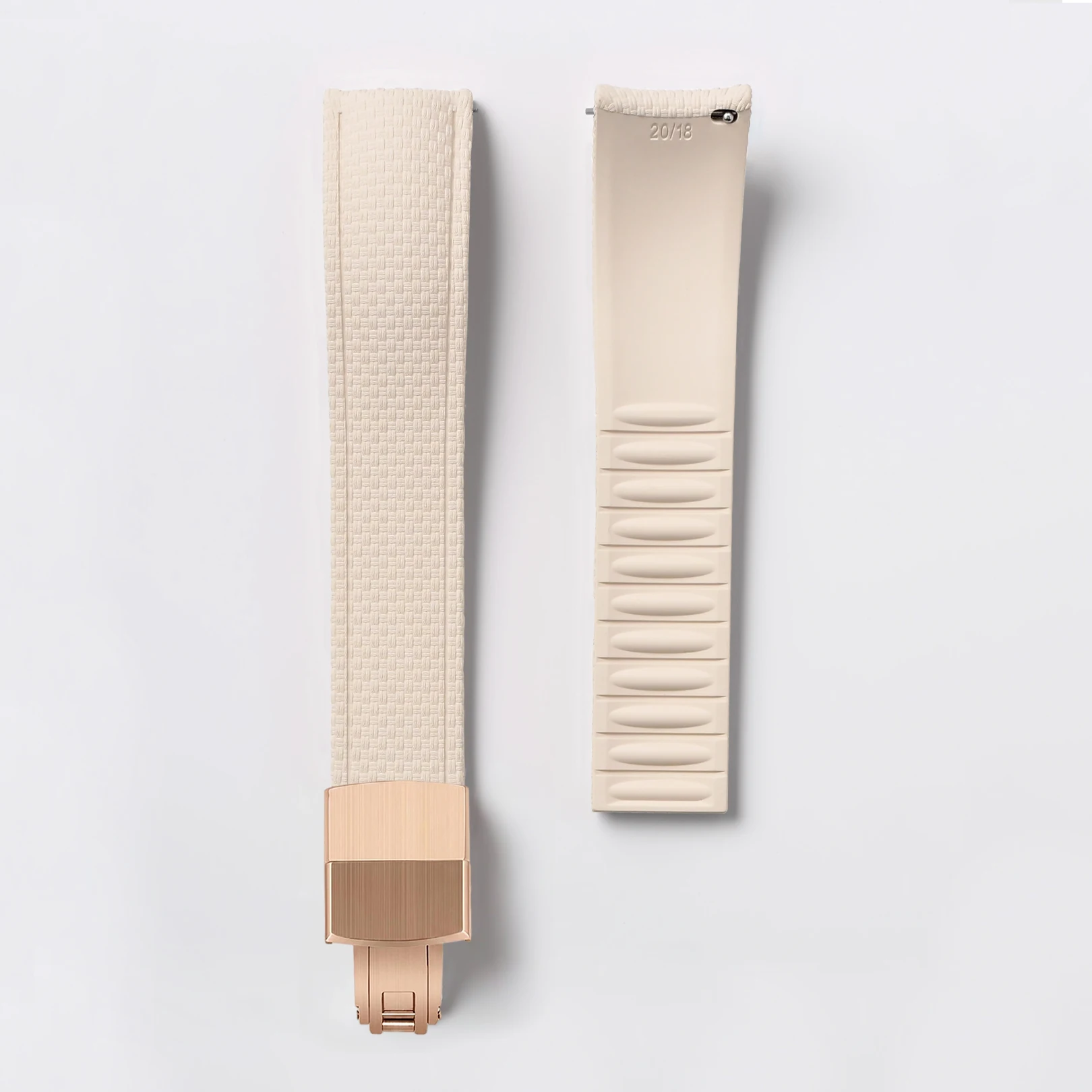 CTS FKM Gummi-Uhrenarmband 18/19/20/21/22/24mm Gebogenes Ende Fluorkautschuk Schnellverschluss zum Zuschneiden für Tissot/Omega/Seiko
