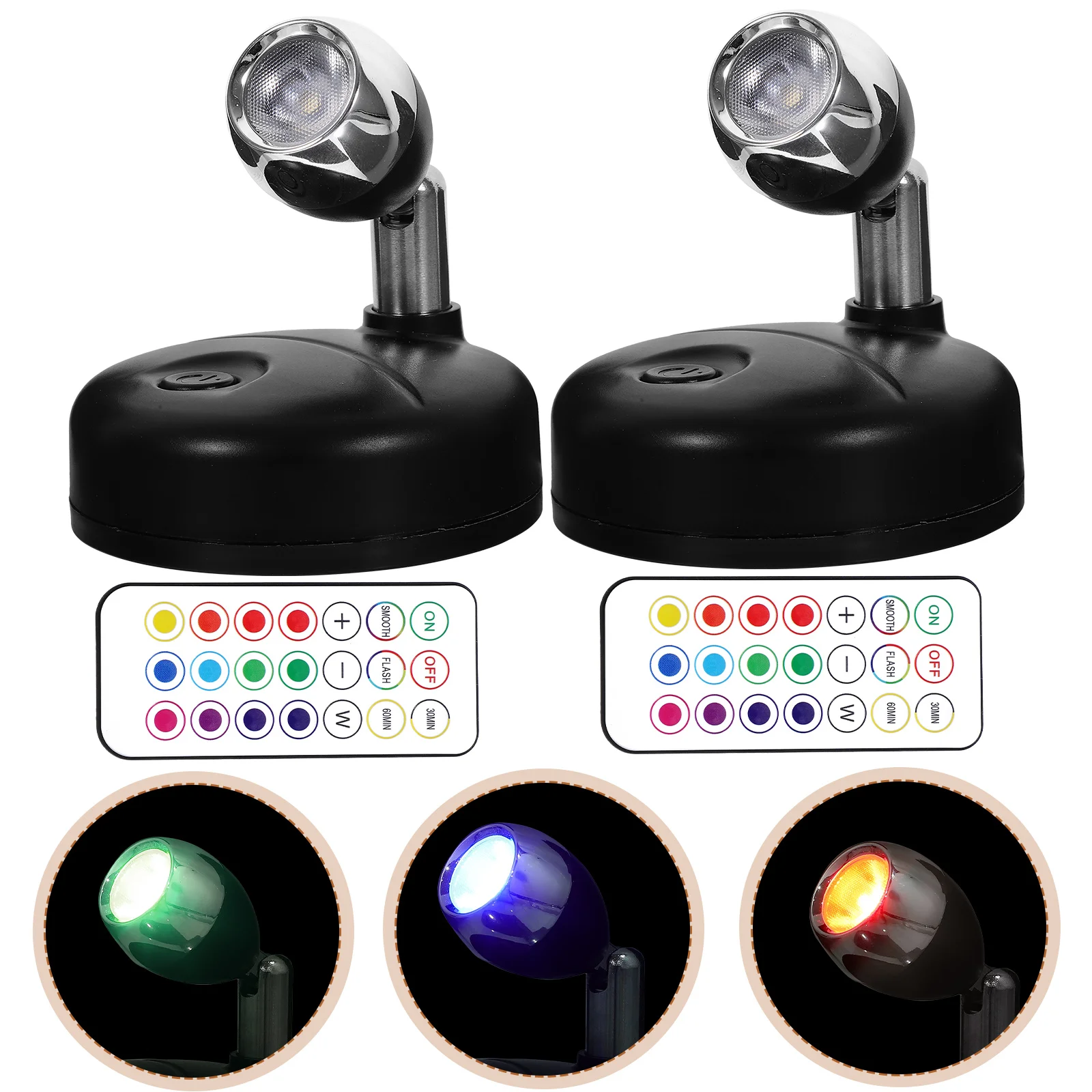 2 Pcs Operated Spotlight Adjustable Night Mini Combination Small Spotlights for Displays Indoor