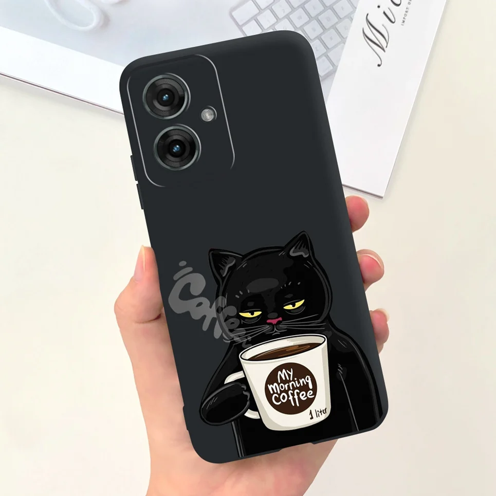 Animals Painting Phone Case For Motorola Moto G55 5G MotoG55 G 55 Back Cover Panda Rabbit Cat Funda Bumper Soft Silicone