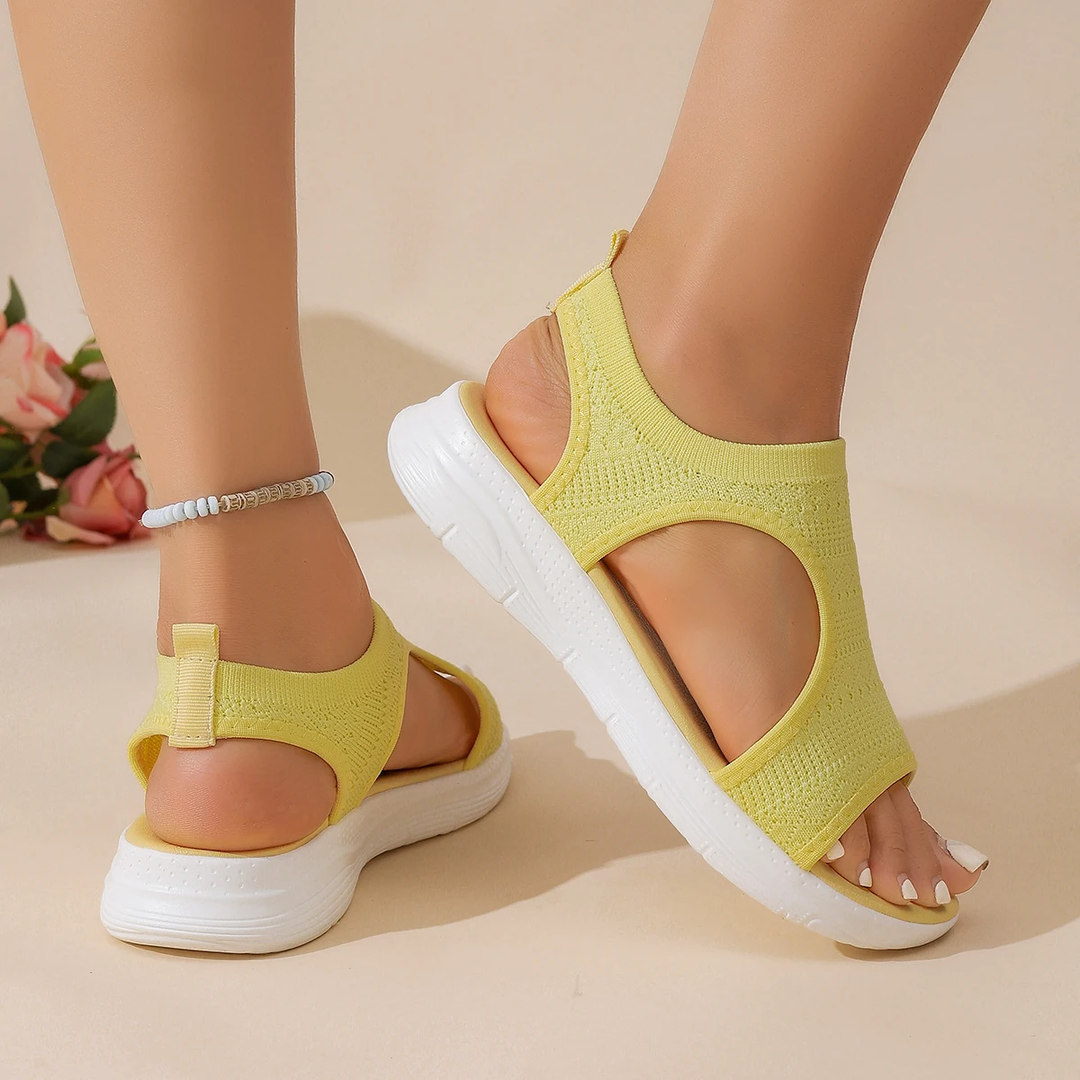 2026 Damen Sommer Neuheit Mesh-Strick Plateau-Sandalen Rutschfeste Sport-Sandalen Damen Lässige Offene Zehen Römische Leichte Sandalen – Detail 20