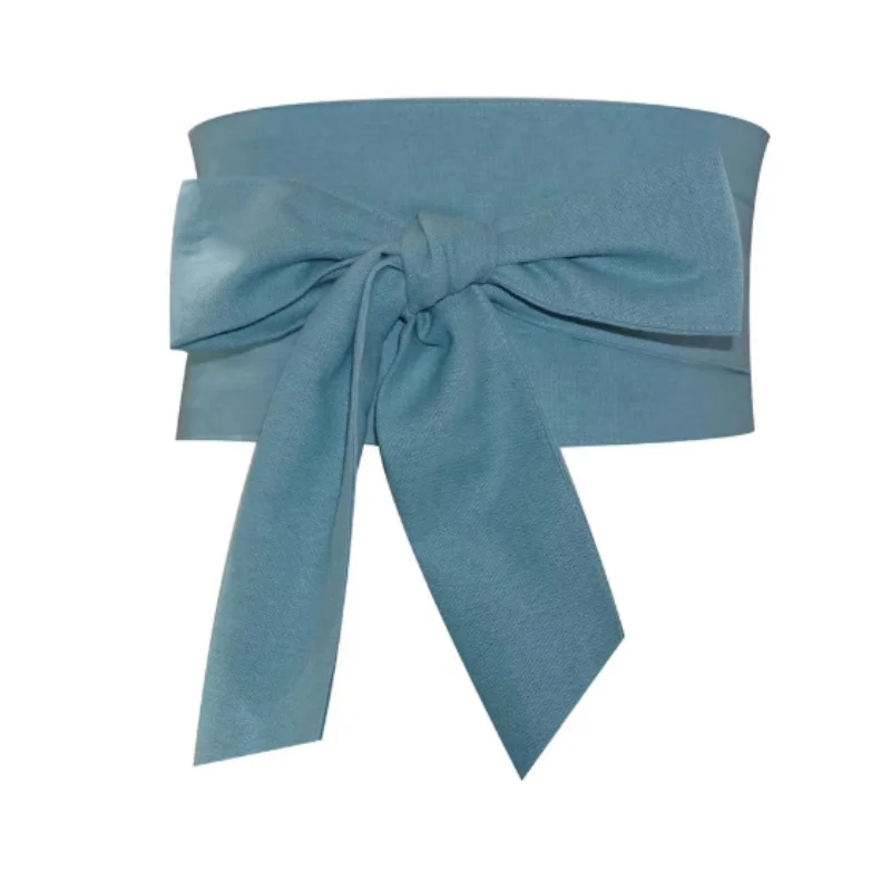

Japan Style Solid Color Cotton Linen Waistband Oversized Bow Belt Japanese Kimono Ultra Wide Waist Seal Summer Girdle Cosplay