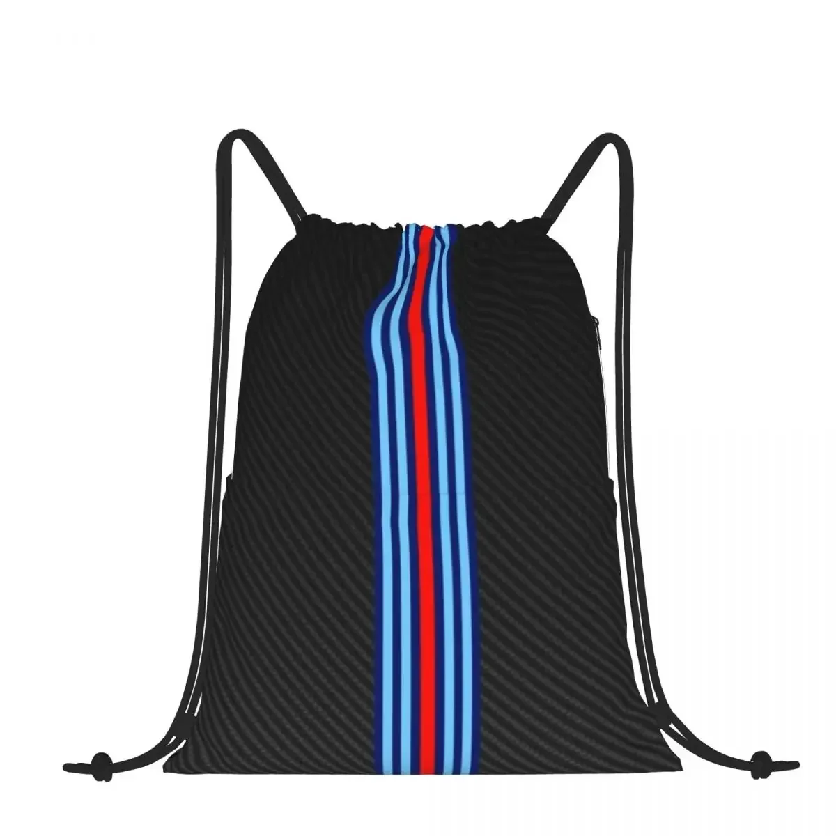 Drawstring Backpack Carbon Fiber Racing Stripes Shoulder Bag Zipper Pocket Sports & Travel Hikes Portables Bag