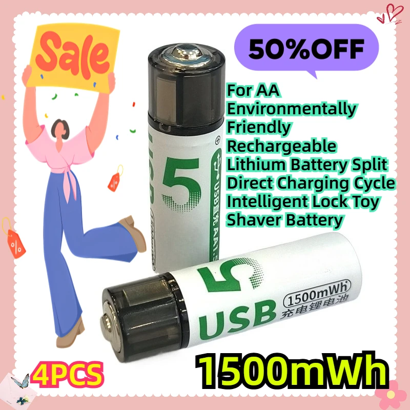 

For AA Environmentally Friendly Rechargeable Lithium Battery Split Direct Charging Cycle Intelligent Lock Toy Shaver Battery