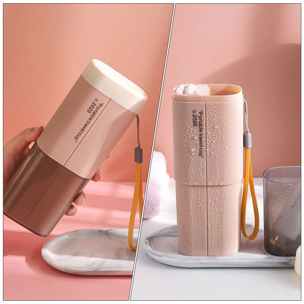 

2pcs Portable Toothbrush Cases Durable Travel Toothpaste Storage Lightweight Secure Closure Compact Design Mouth Wash Cups For
