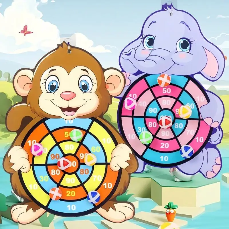 Montessori Sticky Dart Board for Kids, Soft Ball Darts Toy for Indoor & Outdoor Play, Educational Parent-Child Game