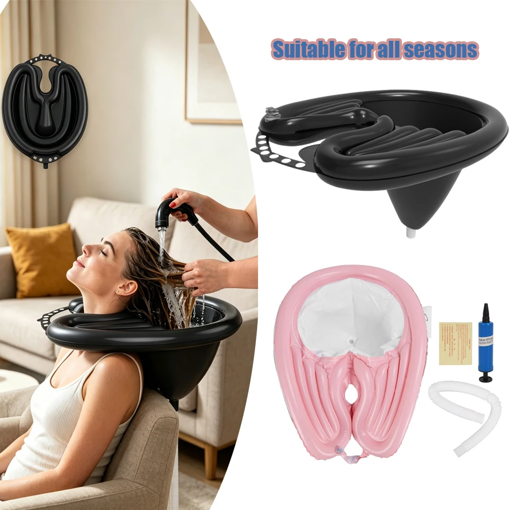 ベッドサイドインフレータブルシャンプーボウルポータブルヘアウォッシングトレイベッド用軽量洗面器高齢者障害者向け