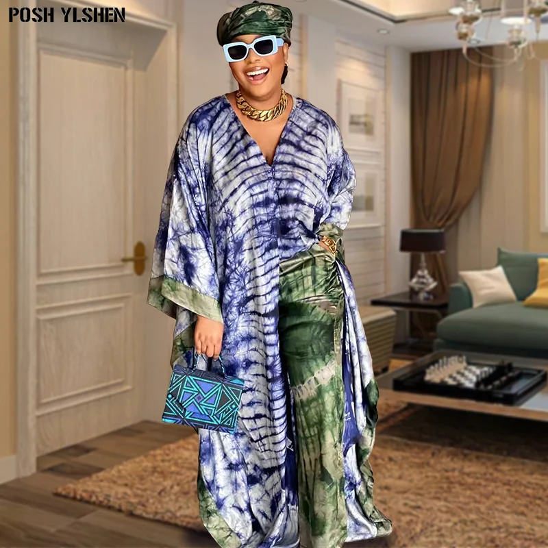 Two Piece Set Clothes for Women African Print Dresses Vacation Outfit 2024 Abaya Pants Suit Dashiki Ankara Turkey Gown Plus Size