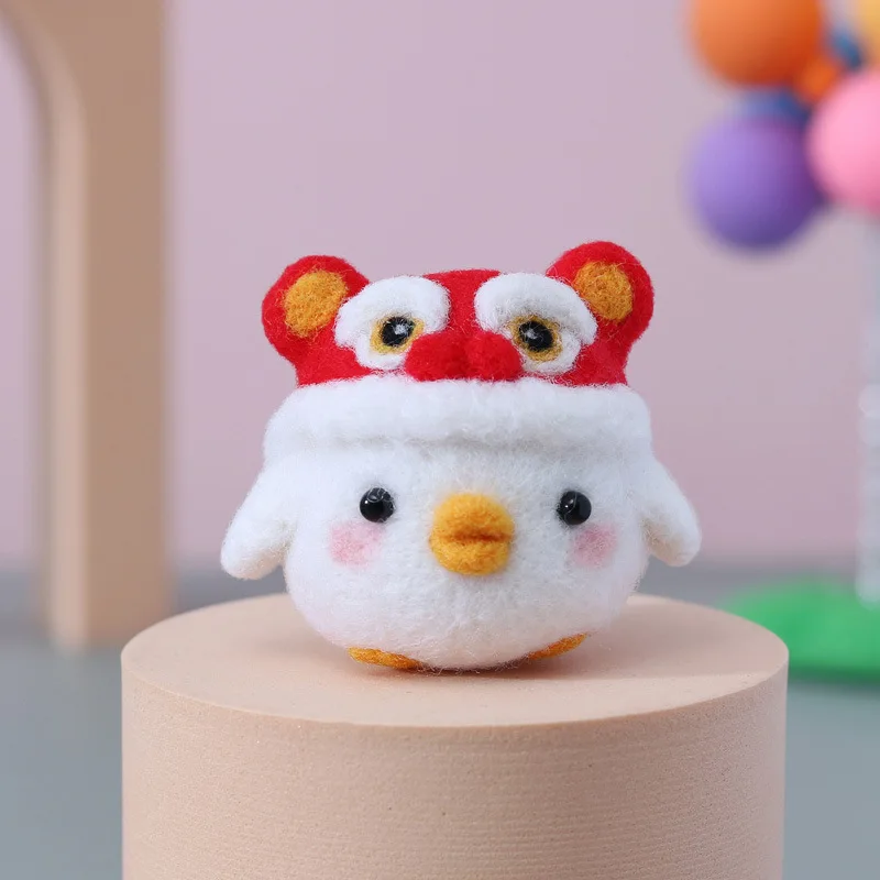 Non-finished Products Poke Wool Felt Handmade DIY Doll Cartoon Chicken Series Material Kit Beginner Plush Toys Gift For Couple