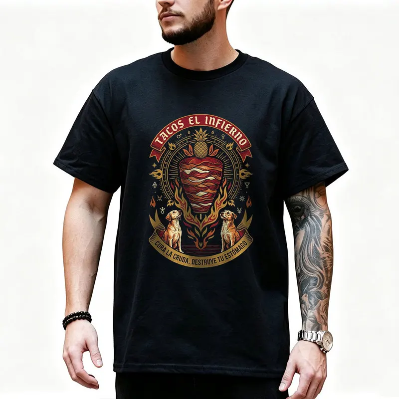 Dogs worshipping  Street Food Graphic T Shirt 0912 Retro Dark Humor Mexican Culture Halloween Alternative Art Tee