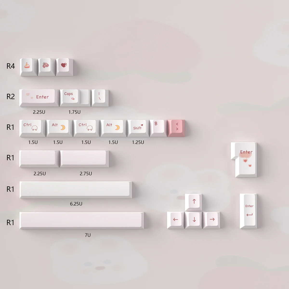 

Love Heart keycaps Cute Keycaps Replacement Keycaps Cherry profile Dye-sublimation PBT Keycaps For MX Switches