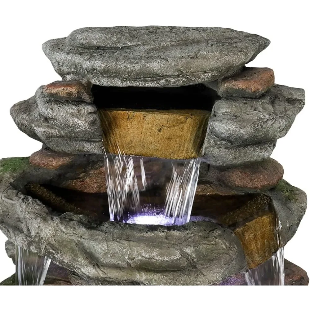 47.2 نافورة مياه خارجية عالية المتتالية مع أضواء LED - نوافير وشلالات كبيرة من الراتنج الخارجية