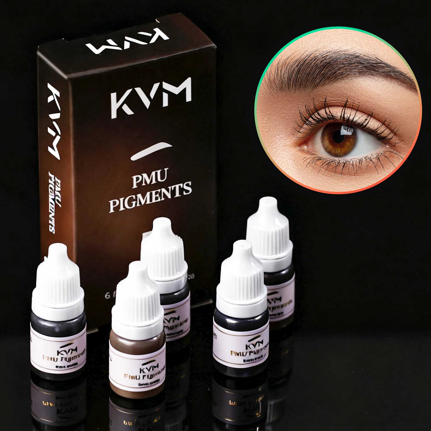 

KVM 5 Colors 5ML Eyebrow Tattoo Ink Professional Pigment Microblading Paint Ink for Semi Permanent Makeup Tattoo Art Supplies