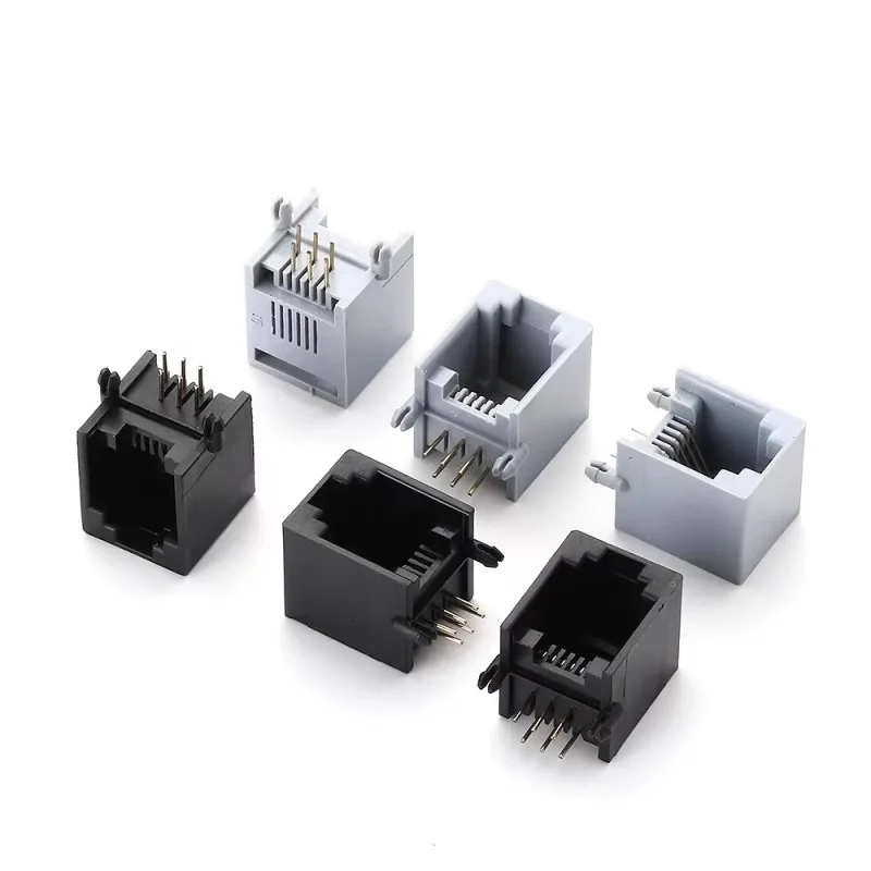 RJ11 Connector Socket Grey/Black 6P6C/6P4C RJ12 Telephone Socket 6-core Crystal Head Female Socket Telephone For Plug Jack