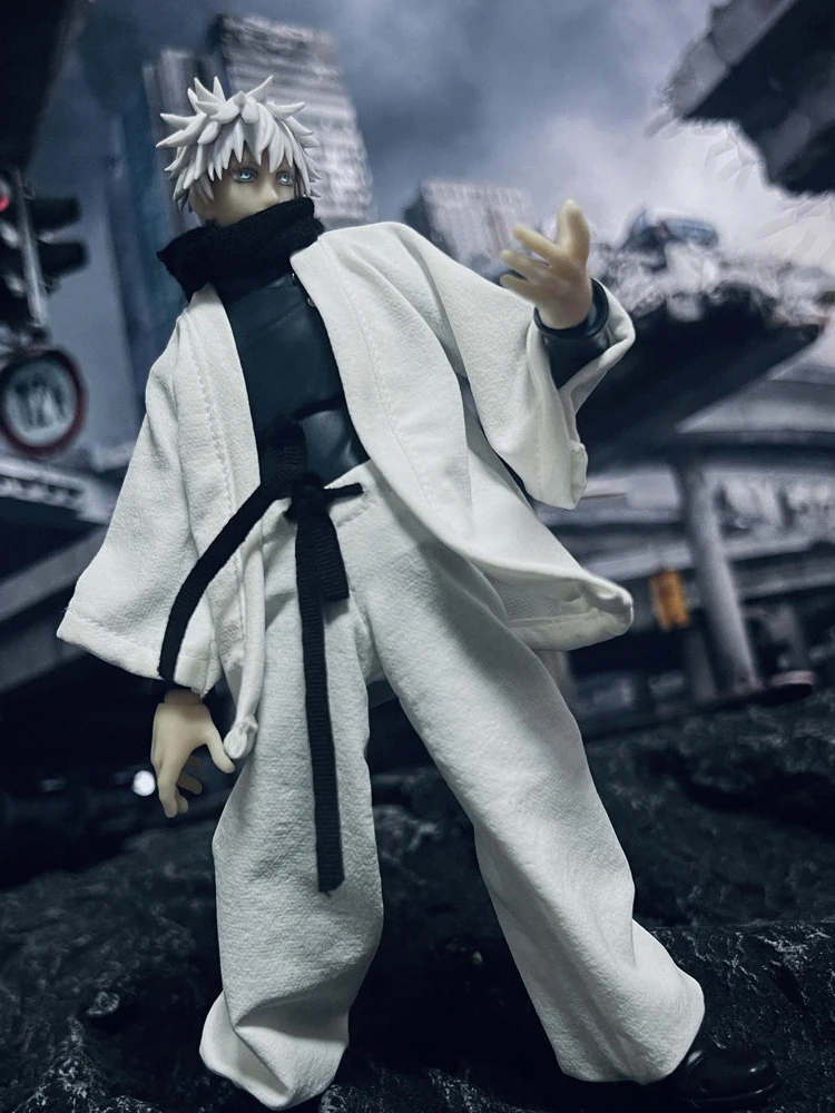1/12 Gojo Satoru Soldier Black Scarf White Coat Bloomers Combat Clothes Set Toys Accessory For 6" Shf Figma Action Figure Body - view 6
