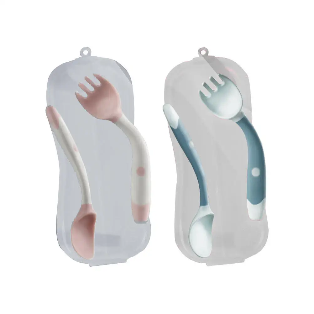 

2 комплекта гибких вилок и ложек для обучения детей еде, безопасный материал из полипропилена, противоскользящая ручка, посуда для кормления малышей