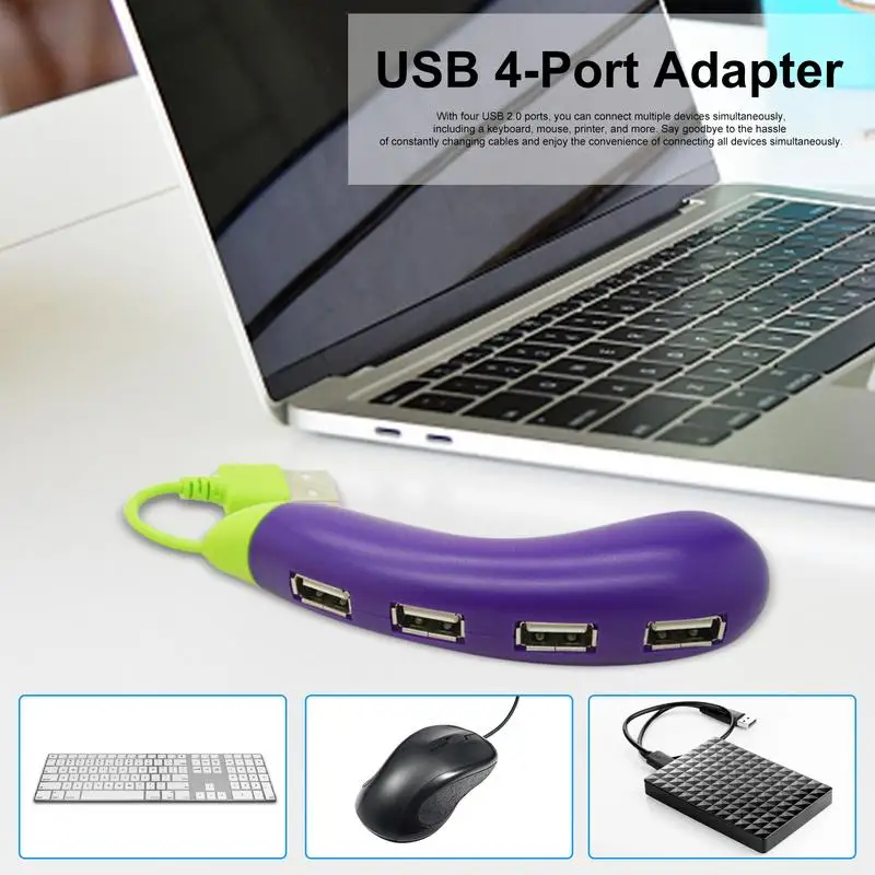 USB متعدد المنافذ محور لأجهزة الكمبيوتر المحمول ، محول على شكل الباذنجان ، USB المتوسع ، منفذ USB الخائن