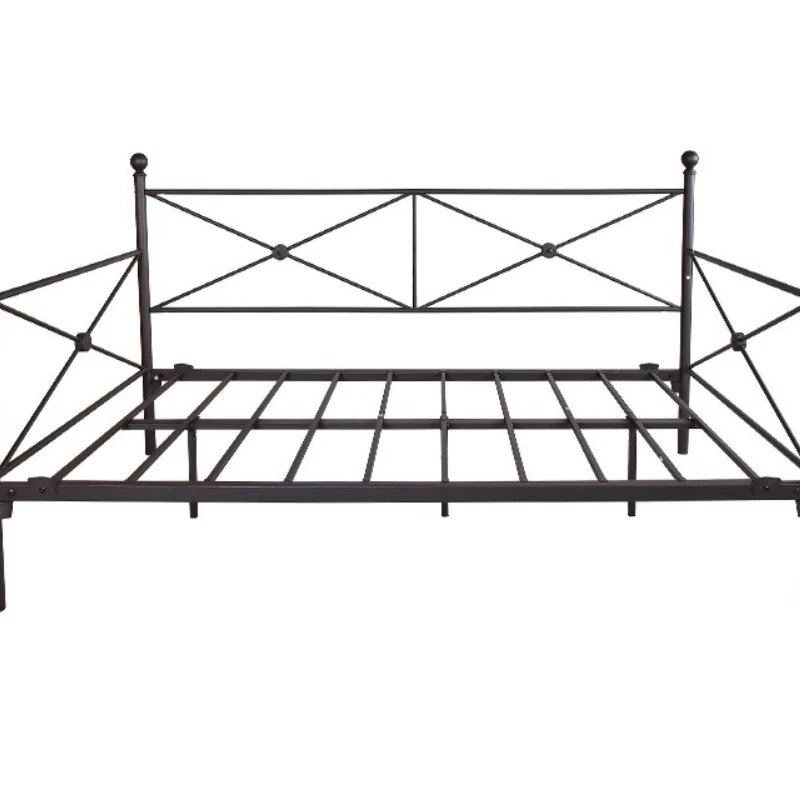 Wrought iron sofa bed, American sitting and lying dual-purpose, with guardrail, baby splicing iron bed