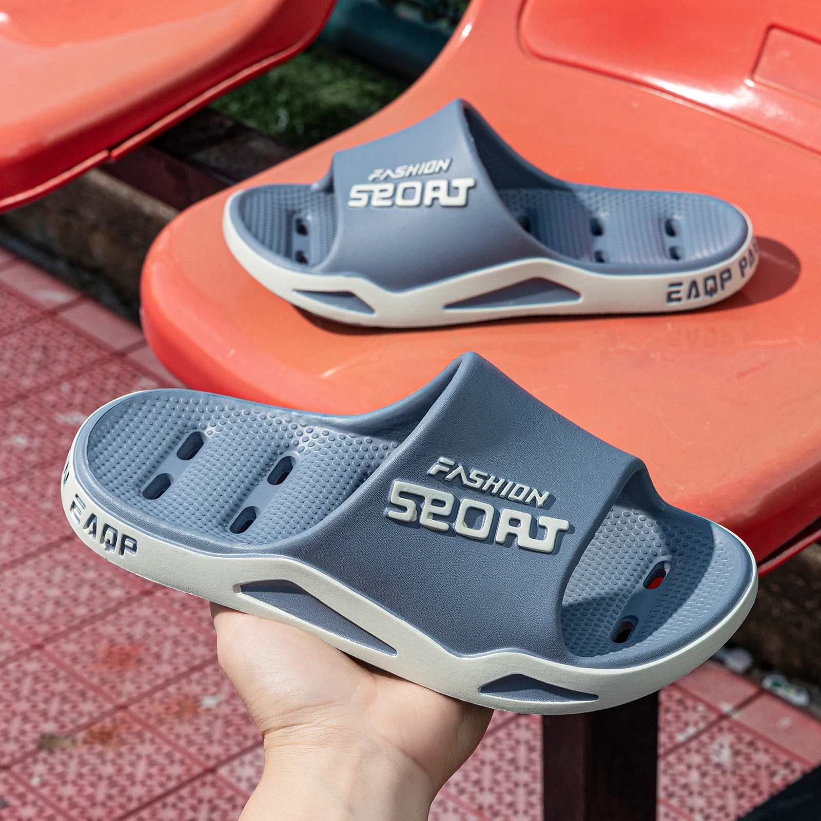 Summer Home Comfortable Casual Flat Men's Bedroom Slippers Beach Fashionable Cool Open Toe Simple Anti Slip Couple Indoor Shoes