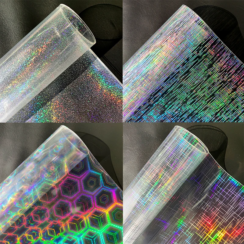 Holographic pattern EVA transparent  faux leather sheets for Decoration Bag Making home decoration accessories DIY Handmade