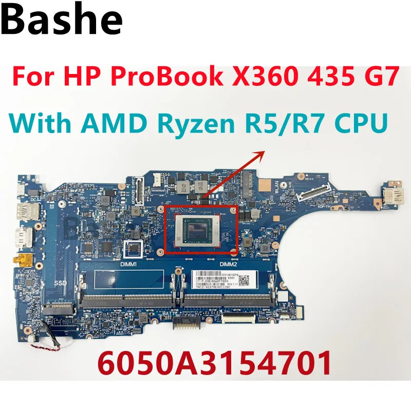 

Материнская плата для ноутбука HP ProBook X360 435 G7 6050A3154701-MB-A01 с процессором AMD Ryzen R5/R7, протестирована на 100%, быстрая доставка