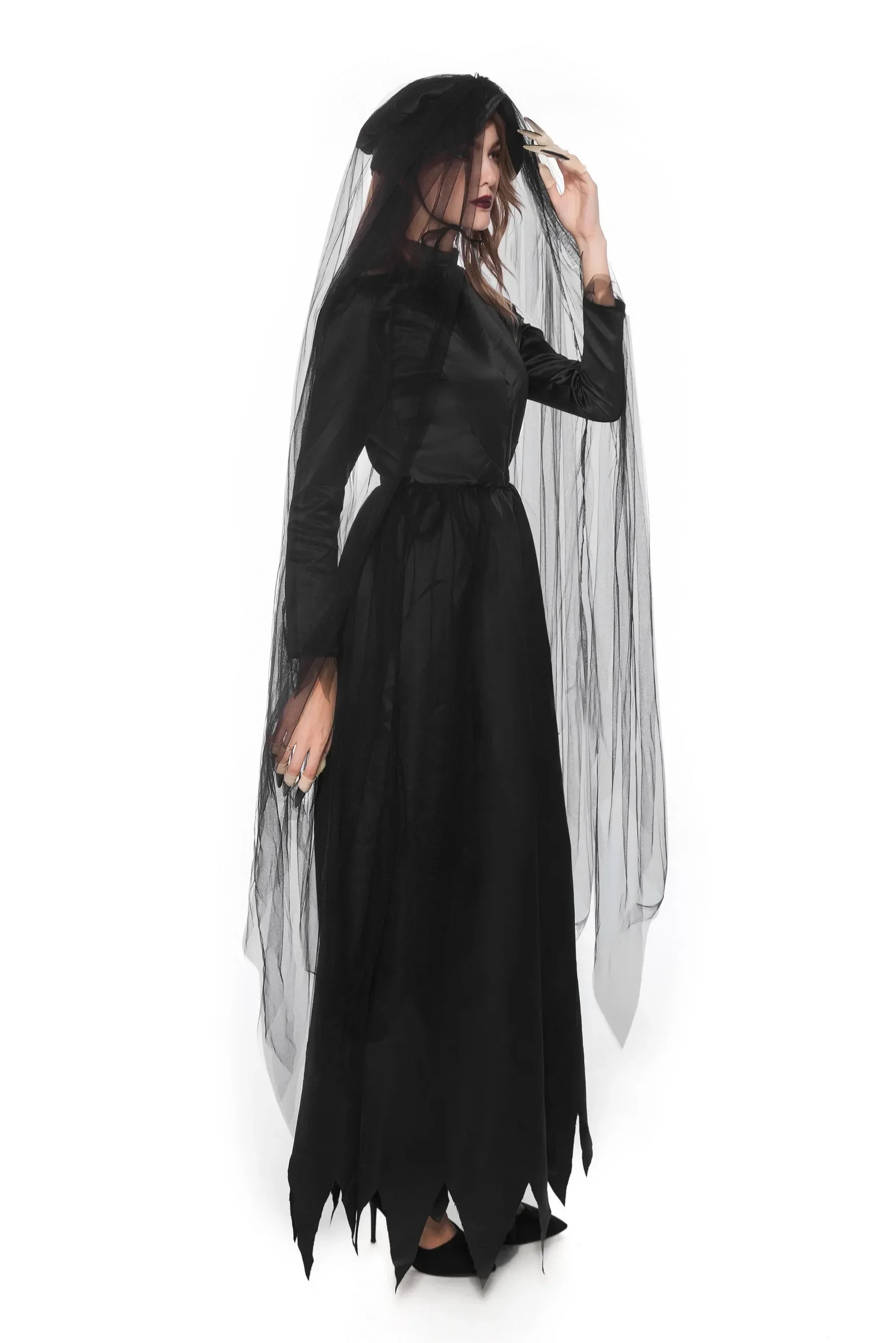 Nuovo Halloween Fantasmi morti per adulti Vestito da strega Demone Vampiro Costume Abito scuro Diavolo Fantasma Sposa Costumi Abiti spaventosi