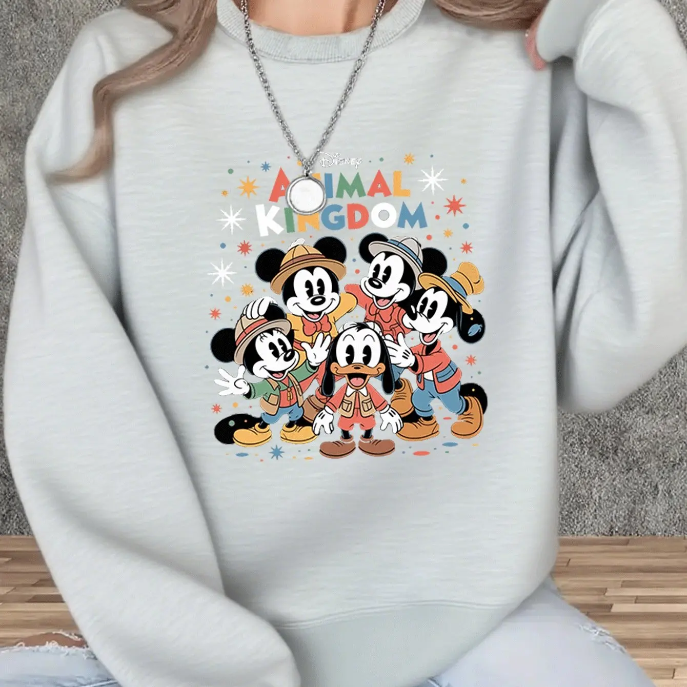 Sweat-shirt col rond Disney Mickey Mouse pour femme, pull unisexe en polaire, mode décontractée, assorti avec tout, surdimensionné, automne et hiver